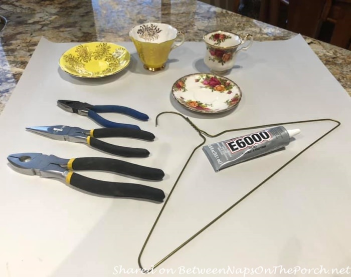 Tutorial supplies for getting started on yellow and Old Country Roses teacups