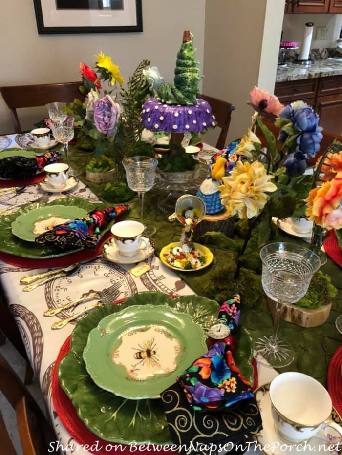 Whimsical Alice in Wonderland Table with Talking Flowers