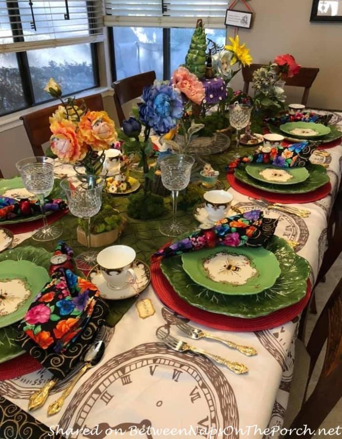 Whimsical Alice in Wonderland Tablescape with Talking Flowers