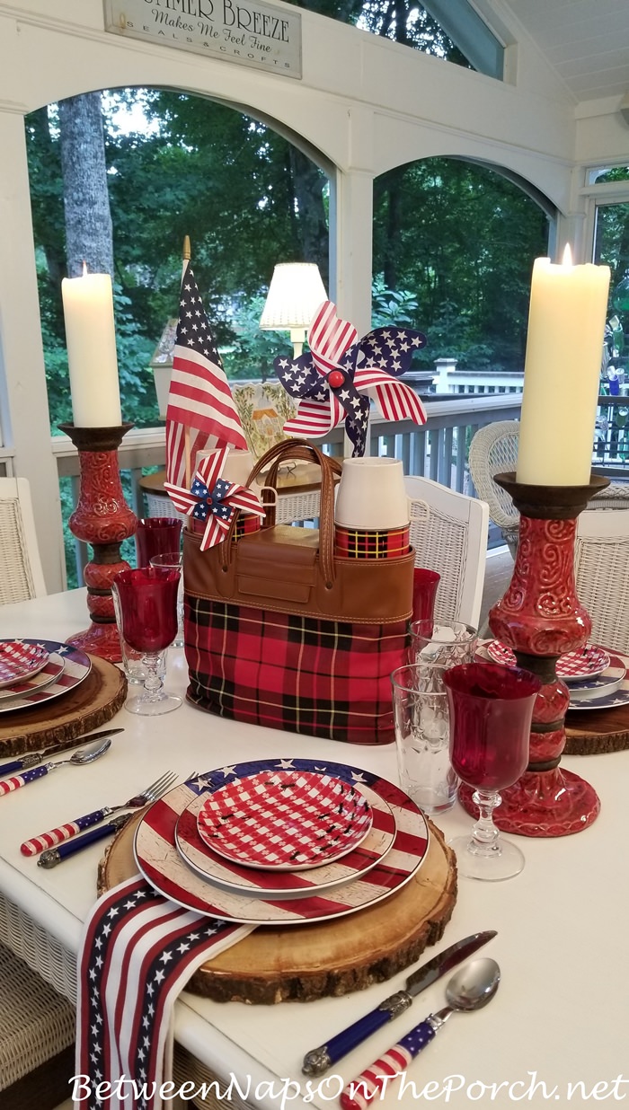 4th of July Table with Warren Kimble Colonial Dinnerware