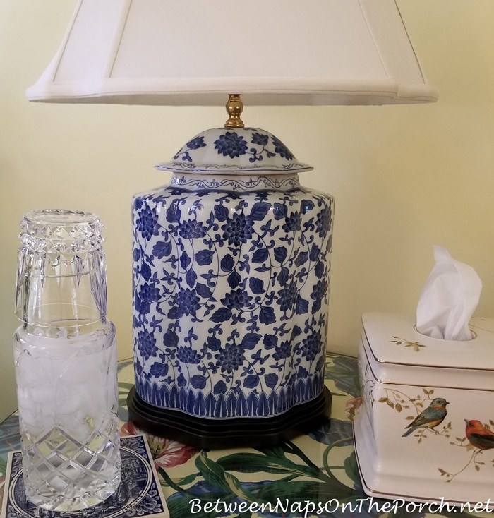 Blue & White Lamp, Guest Room Decor