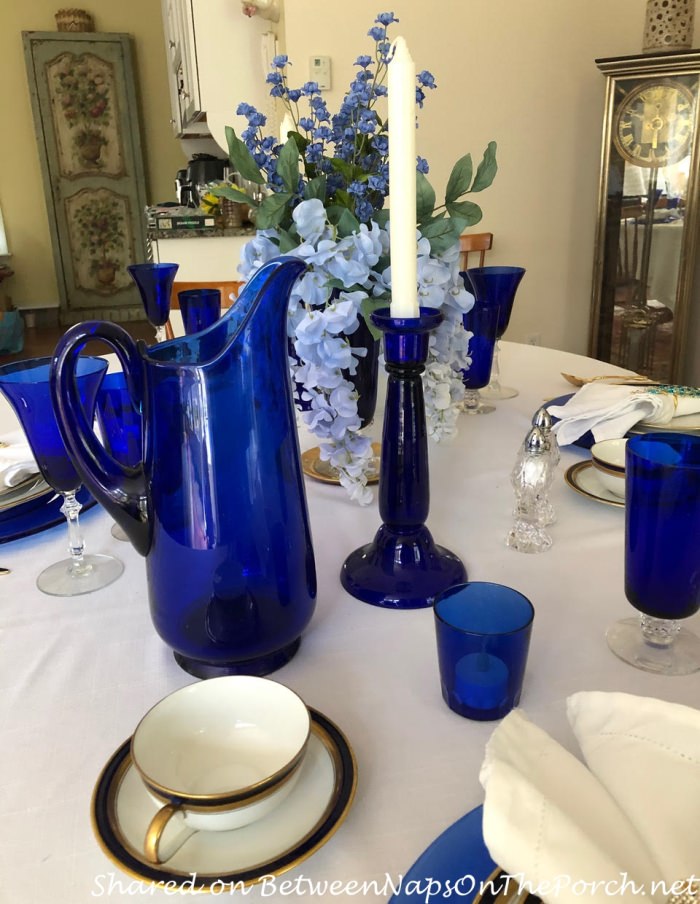 Blue and Gold for Mother's Day Table Setting