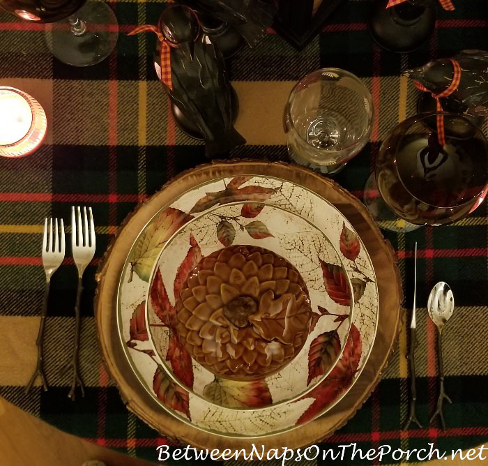 Autumn Table with Twig Flatware and Acorn Soup Tureens