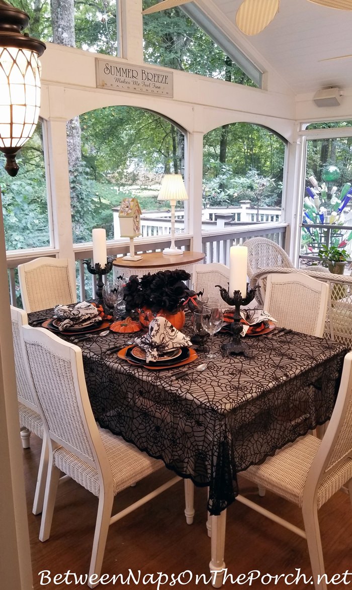 Halloween Table Setting, Porch Dining