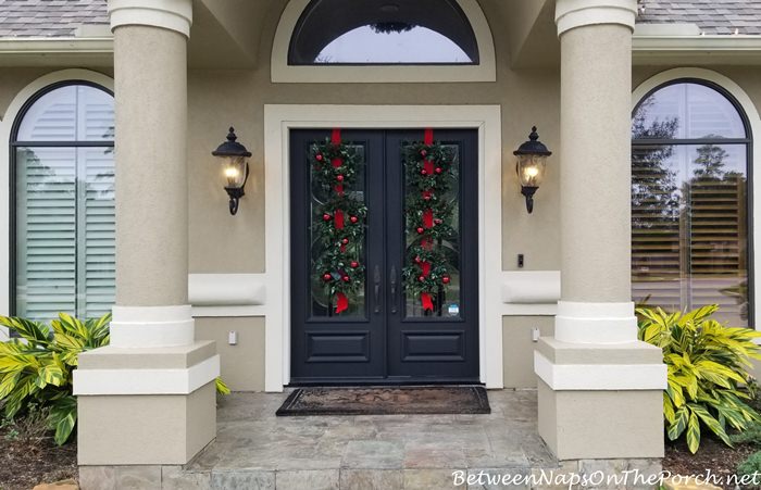 Triple Christmas Wreaths for Double Front Front Doors