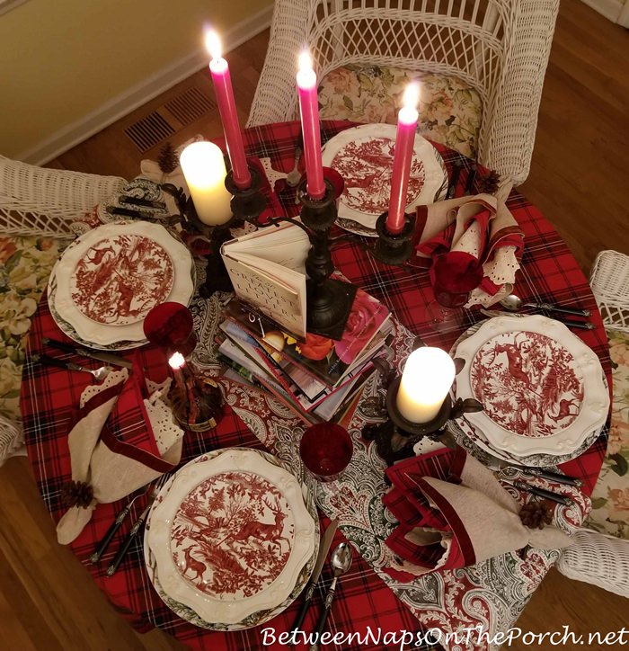 Cozy Book-themed Valentine's Day Table Setting, Candlelight