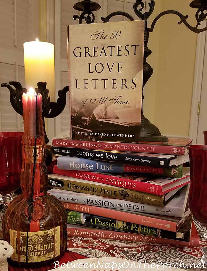 Decor Books in Valentine's Day Table Setting