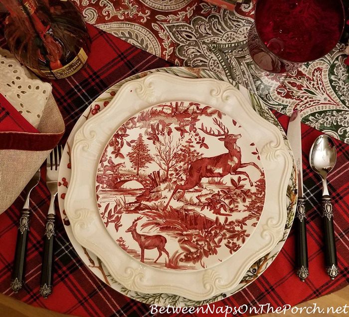 Red, White Deer Themed Plates