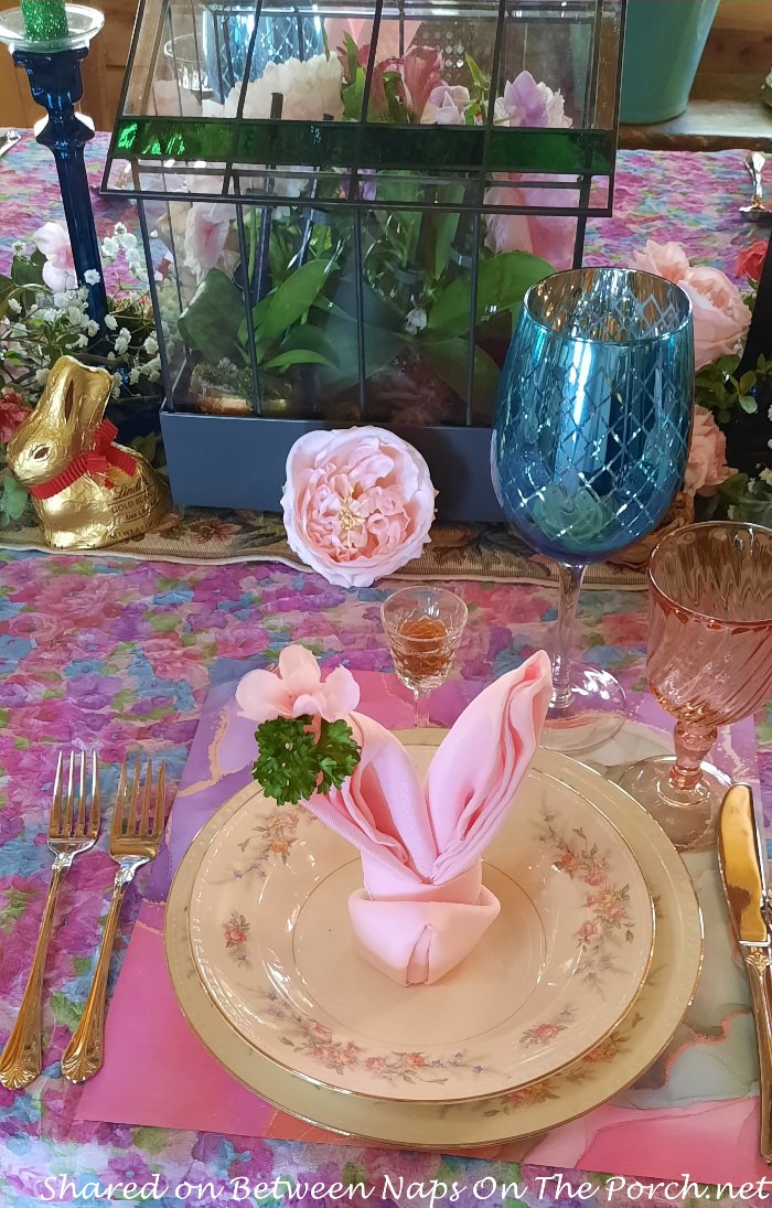 Spring Table, Bunny Napkin Fold