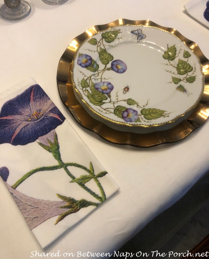 Embroidered Napkins, Morning Glory Pattern