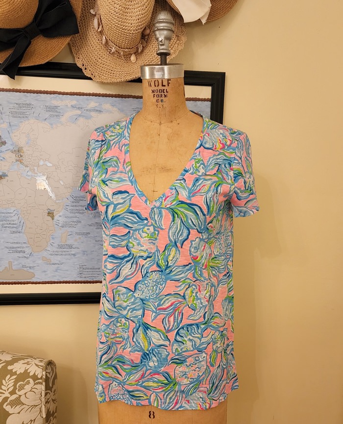 Lilly Pulitzer, Pelican Pink Off the Scales Etta Shirt