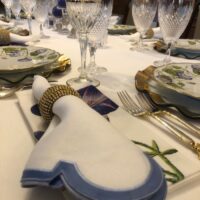 Matouck Mirasol Azure Linen Napkins in Blue