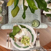 Spring Table Setting with Magnolia Centerpiece