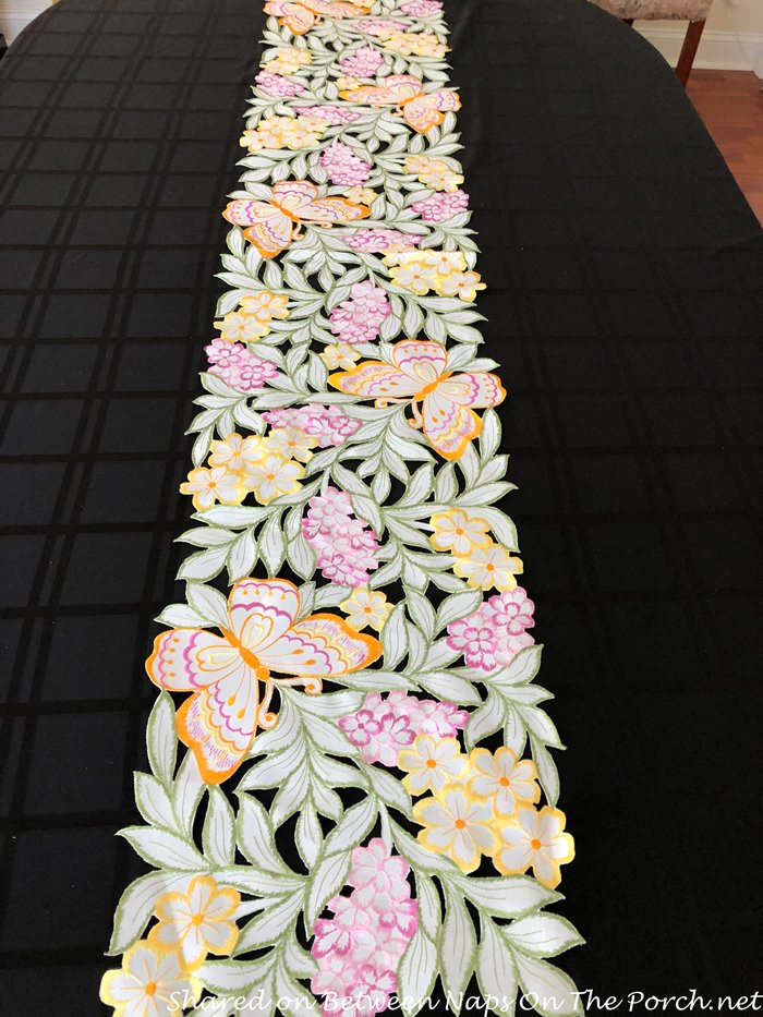 Floral Table Runner with Butterflies