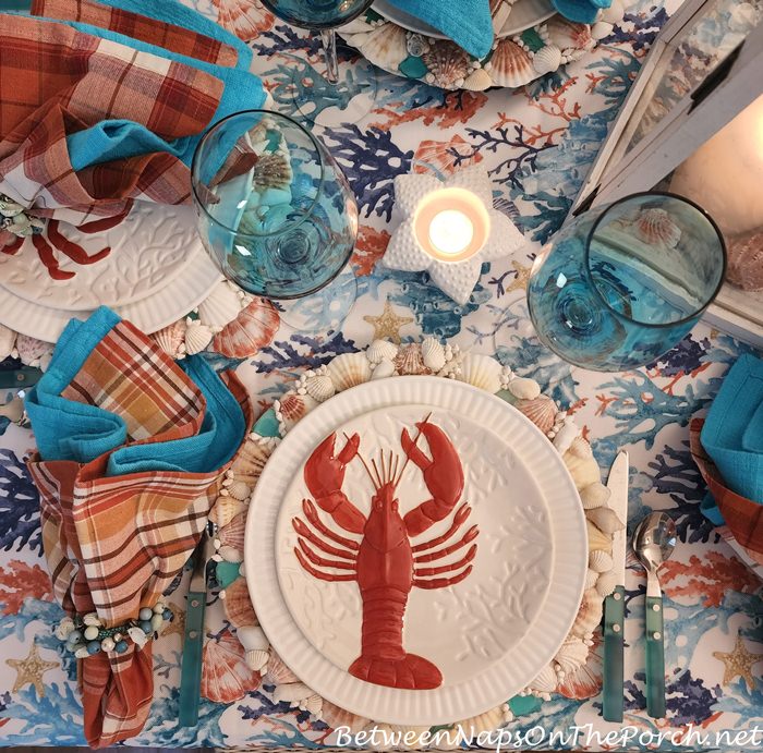 Lobster Salad Plate, Beach Themed Table Setting