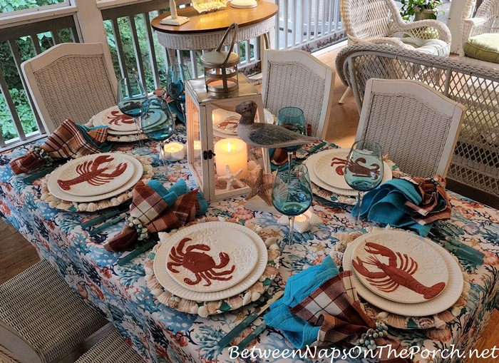 Seaside Themed Table Setting by Candlelight