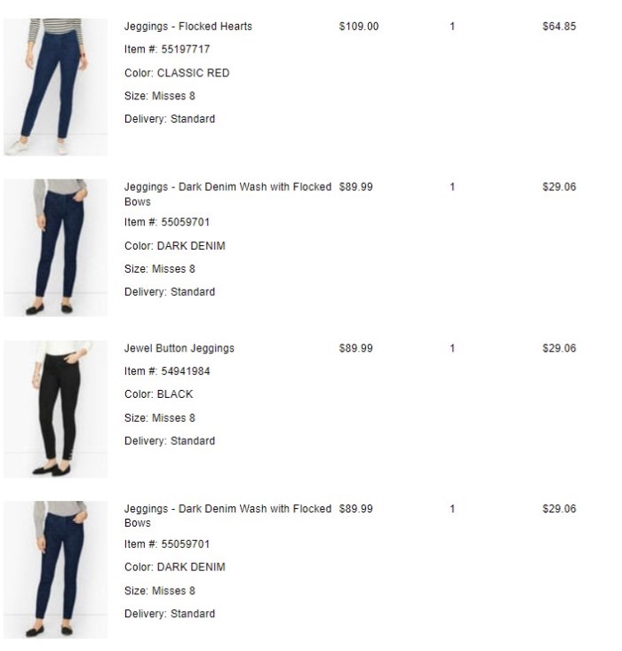 Talbots Velvet Skinny Jeans for Women