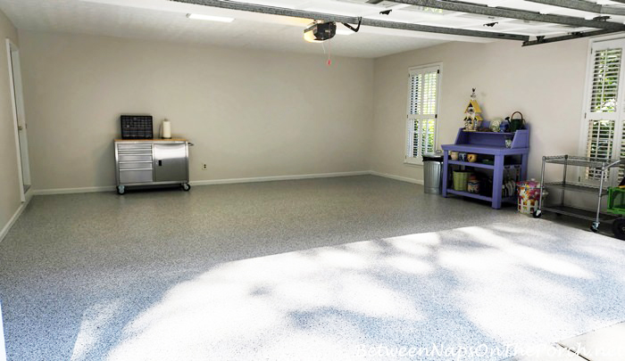 Full Garage Makeover, New Floor, Paint, and Lighting
