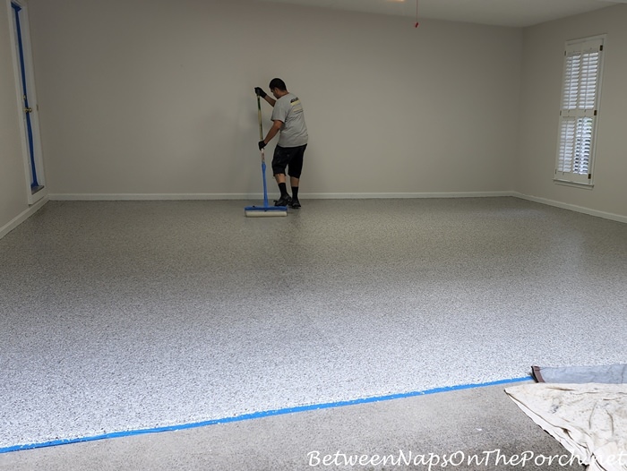 Granite Garage Floor Process, Appling Clear Coat Sealant