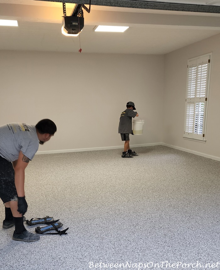 Sealing the new garage floor, Granite Garage