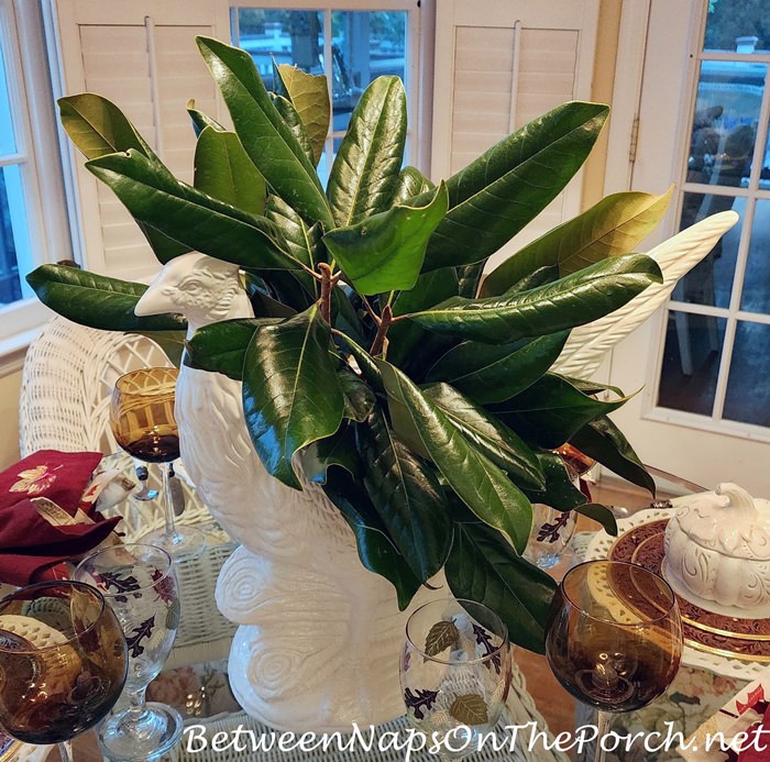Magnolia & Pheasant Centerpiece, Pheasant Vase