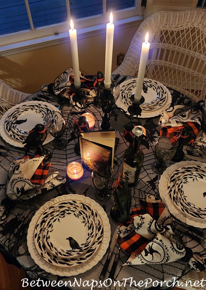 Spooky Raven Halloween Table, Candlelight