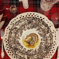 Thanksgiving Table with Woodland Spode, Turkey Salad Plates