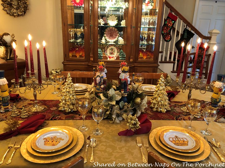 Christmas Table Setting, Candlelight, Nutcracker Centerpiece