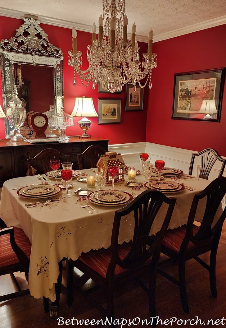 Cozy Red Dining Room, Christmas