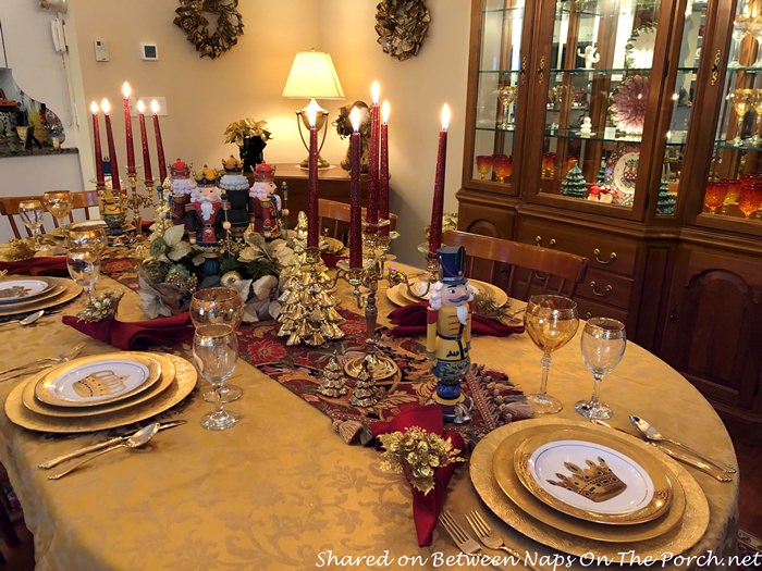 Elegant Christmas Table Setting, Gold and Silver, Lenox Nutcracker Centerpiece