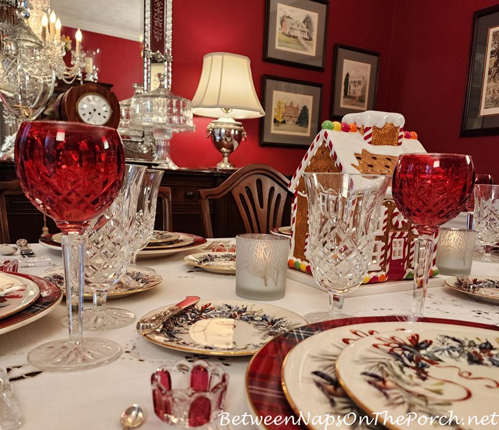 Waterford Stemware in Christmas Table Setting