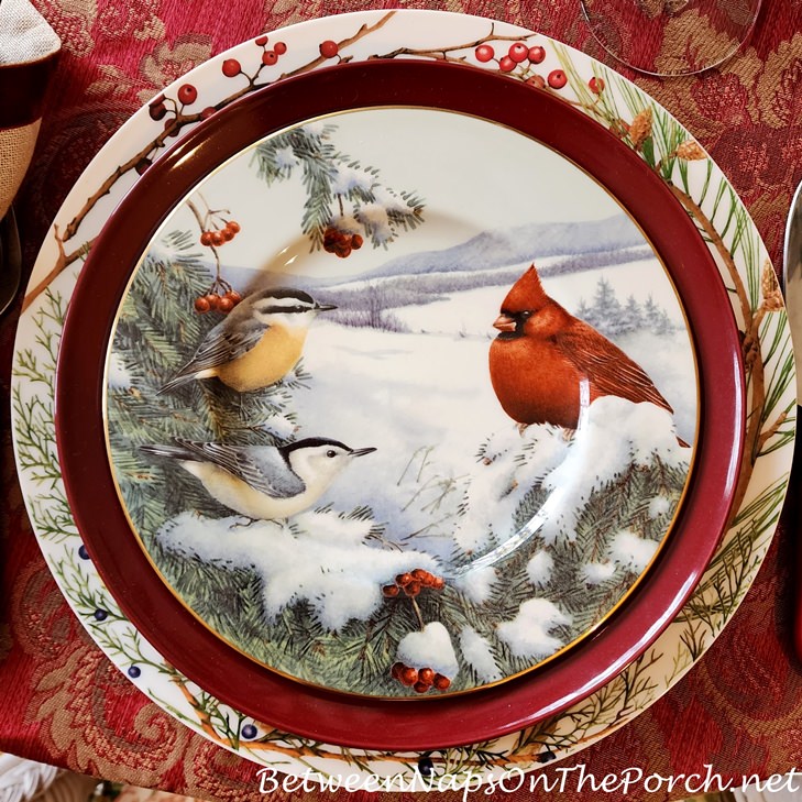 Lenox Winter Greetings Scenic Plates, Cardinal & Nuthatch