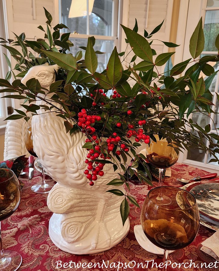 Nandina and Berries for Winter Table Setting Centerpiece