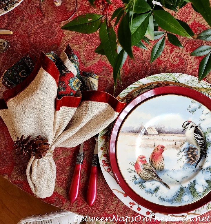 Pinecone Napkin Rings, Winter Table Setting