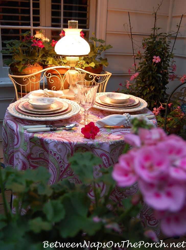 Romantic Table Setting, Surrounded by Flowers