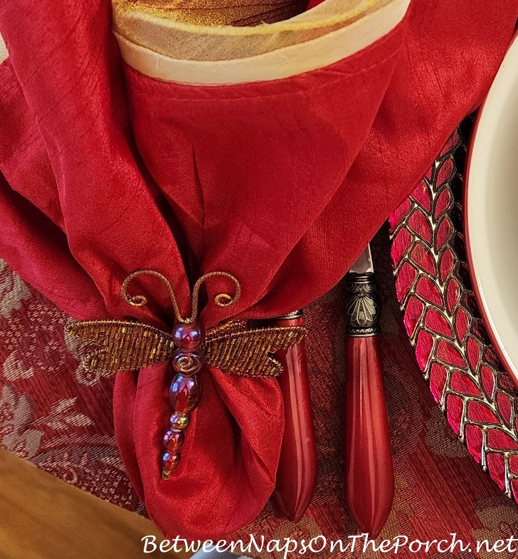 Dragonfly Napkin Rings for Valentine's Day Table