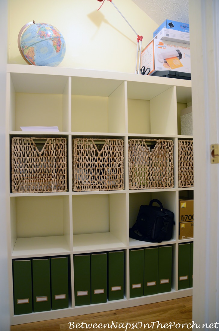 IKEA Expedit Installed Inside Closet, Office Storage Solution