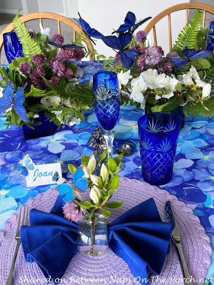 Beautiful Spring Table, Blue and Lavender colors