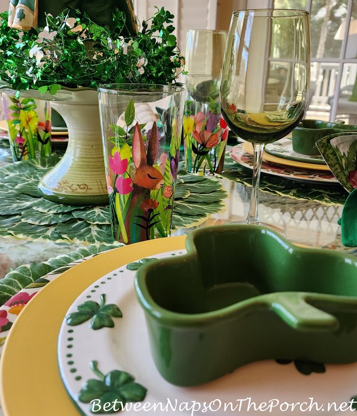 Bunny Glasses, Spring St. Patrick's Day Tables