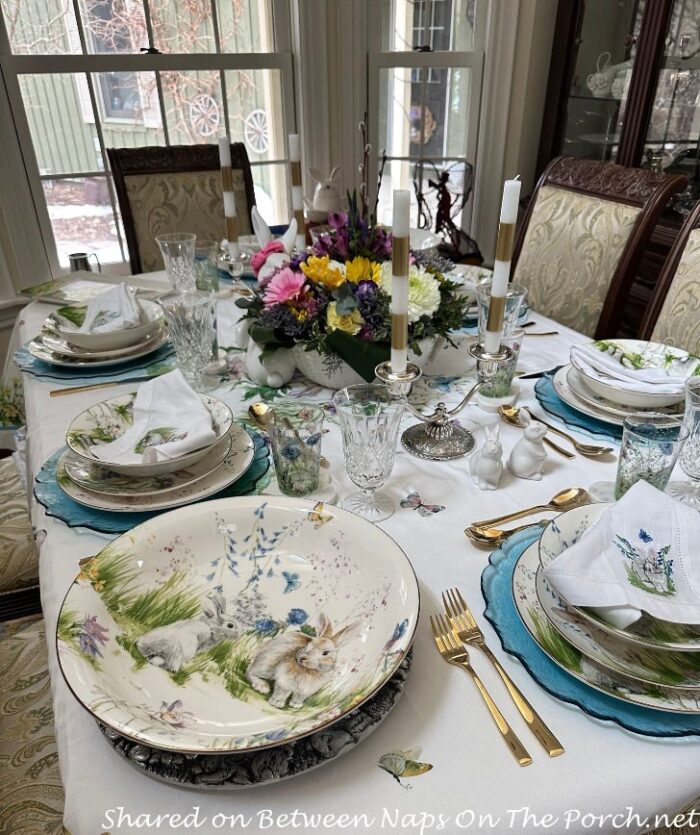 A Spring Table Setting With The Most Adorable Bunny-Themed Dinnerware