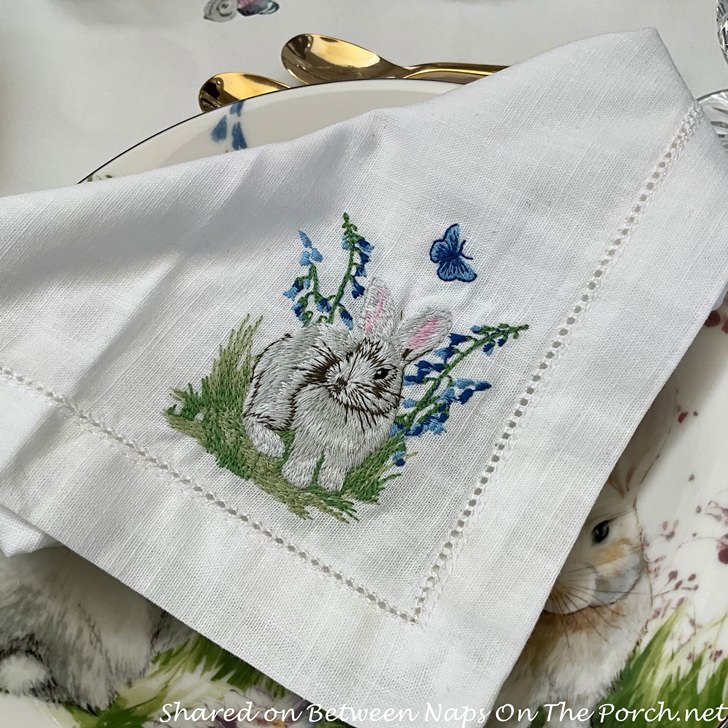 Embroidered Bunny Napkins