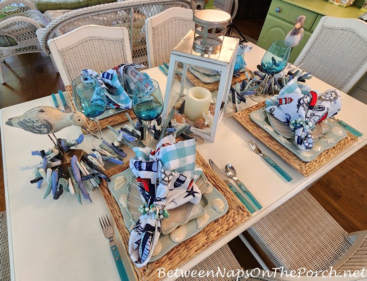 Shore Birds in a Beach-Themed Table Setting