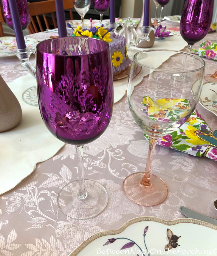 Wine Glasses, Purple and Pink