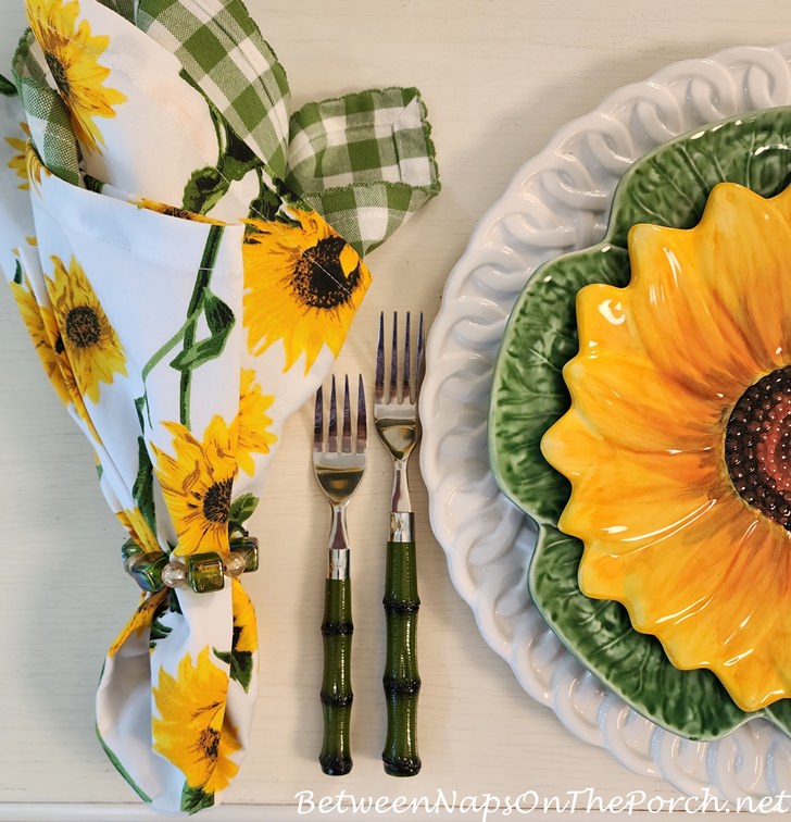 Green Bamboo Flatware for Spring Summer Table Setting