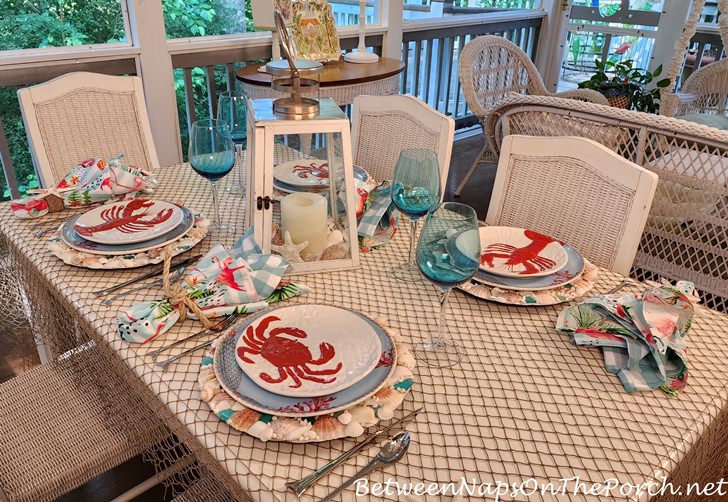 Fish Net Tablecloth Ideas, Nautical Table Decor & Tablesettings