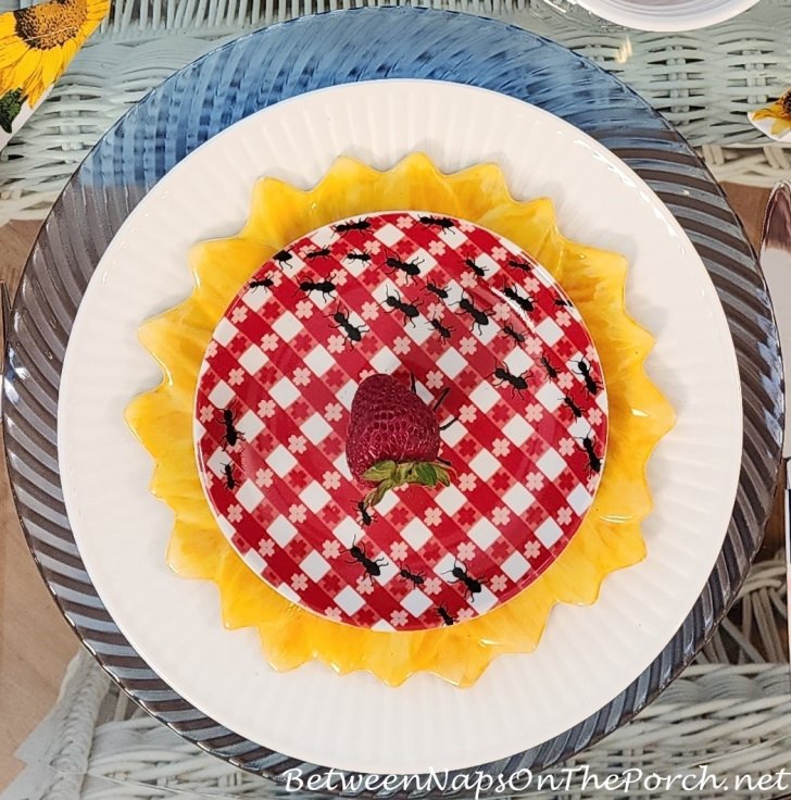 Red Gingham Ant-Themed Appetizer Plates