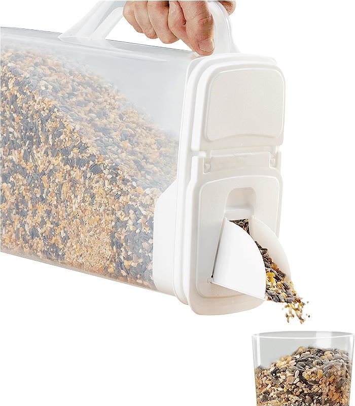 Birdseed Storage Container with spout for pouring