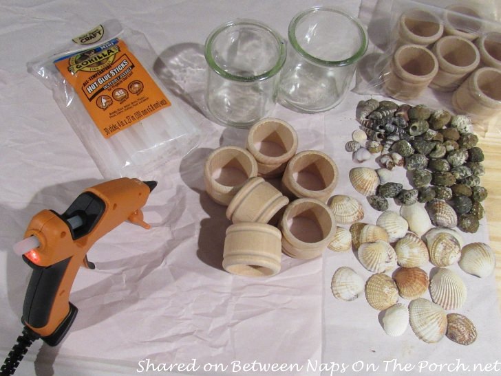 Supplies for making shell napkin rings