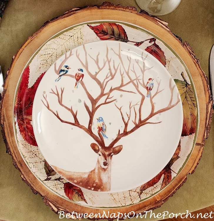Deer with Birds in Antlers, Salad Plates