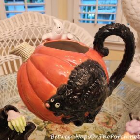 Fitz & Floyd Halloween Cat, Pumpkin, Ghost Pitcher